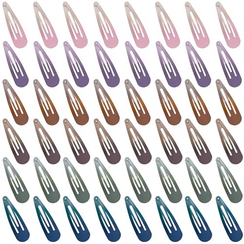 48 PCS Small Metal Barrettes For Women Non Slip Water Drop Snap Clips For Thick Thin Fine Hair Classic Accessories,Pink Purple Brown Blue Green,1.97 x 0.5 In - color: Pink Purple Brown Blue Green