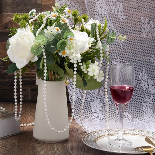 Craft String Pearls Bead 6MM for Wedding Christmas Tree Decorations DIY | 33 Feet Ivory Fake Pearl Garland Beads Trim - size: 6mm/10.1m