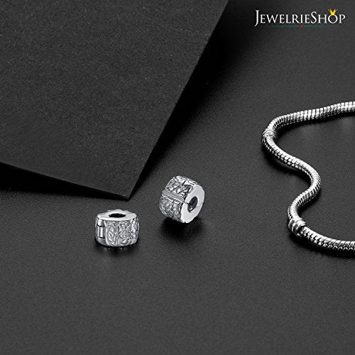 JewelrieShop Clip Spacer Charm for Bracelet Clip Lock Stopper Bead Spacer European Openable Beads 2pcs - color: #01S x 2 Pieces