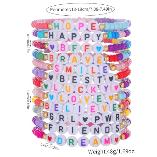 Heishi Surfer Clay Bead Bracelets Set for Women - Preppy Smile Evil Eye Beaded Stretch Bracelets Elastic Layering Friendship Bracelets- Stackable Boho Disc Summer Jewelry Set - color: BEAD 12pc -A
