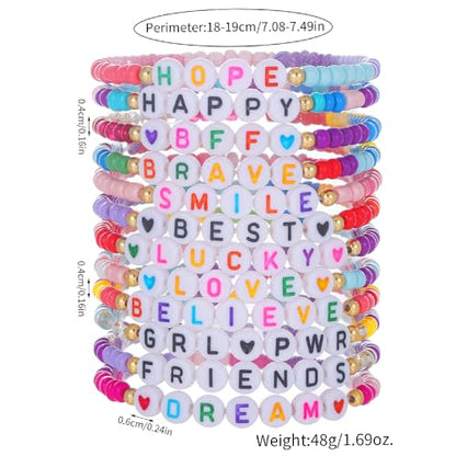 Heishi Surfer Clay Bead Bracelets Set for Women - Preppy Smile Evil Eye Beaded Stretch Bracelets Elastic Layering Friendship Bracelets- Stackable Boho Disc Summer Jewelry Set - color: BEAD 12pc -A
