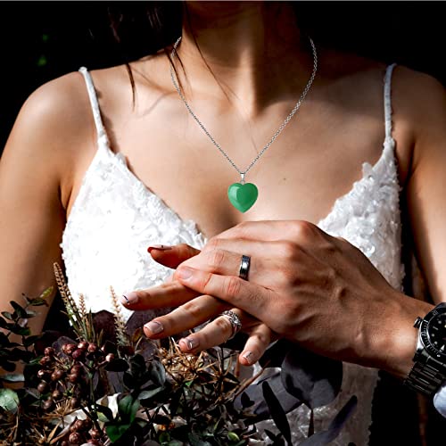 QINJIEJIE Green Aventurine Heart Necklaces Healing Crystals Love Gifts | Love Real Crystal Reiki Energy for Women Mothers Day Gift Green Aventurine Necklaces Jewelry Heart Gifts for Christmas - color: Green Aventurine