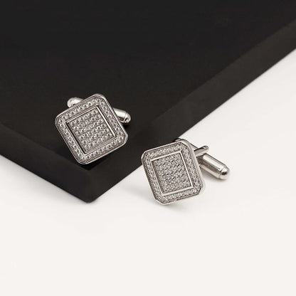 LeCalla 925 Sterling Silver Cufflinks for Men | Cubic Zirconia Square Cuff Links Gifts for Men, Husband | Shirt Cufflinks for Groom - style: White CZ Cufflinks