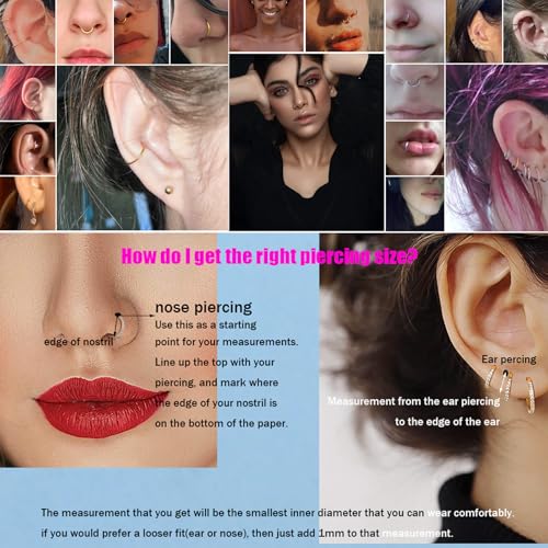 Lantine 16g 18g 20g Nose Rings Hoops Grade 23 Titanium Black Hinged Septum Rings Seamless Clicker Sleeper Cartilage Daith Tragus Helix Piercing Hoop Earrings - color: Black