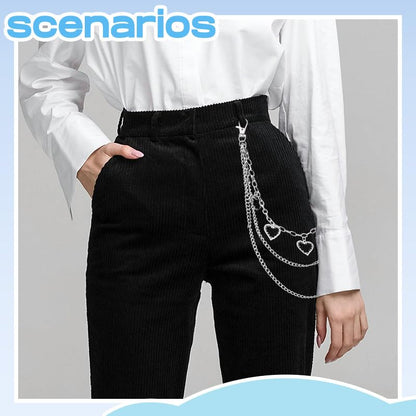 Goth Pants Chain Charms for Women Men Punk Layered Jean Chains Gothic Y2k Pocket Chain for Women Hip Hop Waist Chains - color: Heart