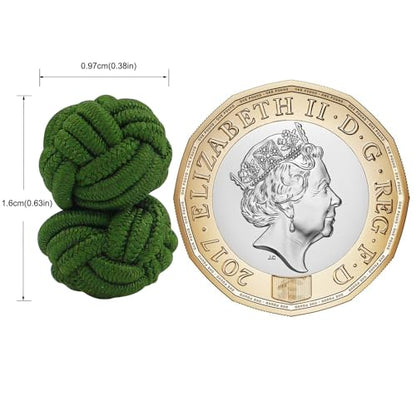HONEY BEAR Round Silk Knot Elastic Fabric Cufflinks for Men Women 1 Pair | Wedding Business, Tarnish-Resistant, for Groomsmen, Father, Husband, Wife, Anniversary, and Formal Events - style: Dark Green