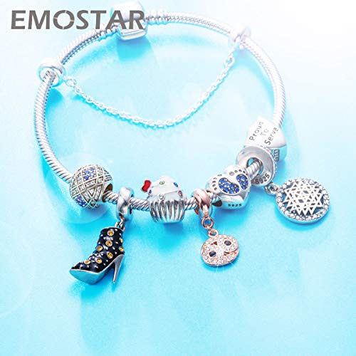 EMOSTAR Zodiac Sign Charms fits European Charm Bracelet – Rose Gold 925 Sterling Silver Necklace Pendant, 12 Horoscope Constellation Dangle CZ Birthstone Beads, Gifts for Women/Men/Birthday - color: Cancer (6.21 – 7.22)