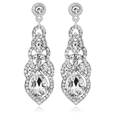 Cute Hollow Crystal Rhinestone Teardrop 8-Shaped Long Dangle Earrings for Women Fashion Strand Jewelry - style: Style06