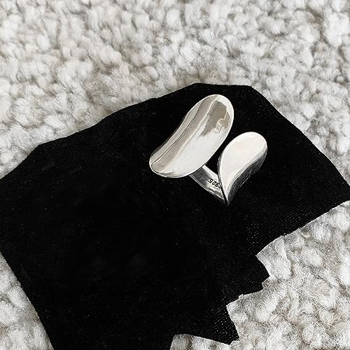 925 Sterling Silver Wide Band Ring Simple Handmade Hammered Chunky Statement Rings Adjustable Boho Thumb Ring for Women Men - color: Pattern 3