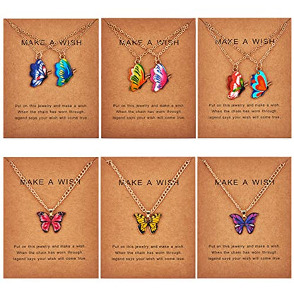 Ornaland 6pcs Butterfly Pendant Necklace Adjustable Alloy Enamel Neck Chain Charms Jewelry Fashion Dangle Necklace Gifts for Women Lovers Christmas Birthday - color: A2