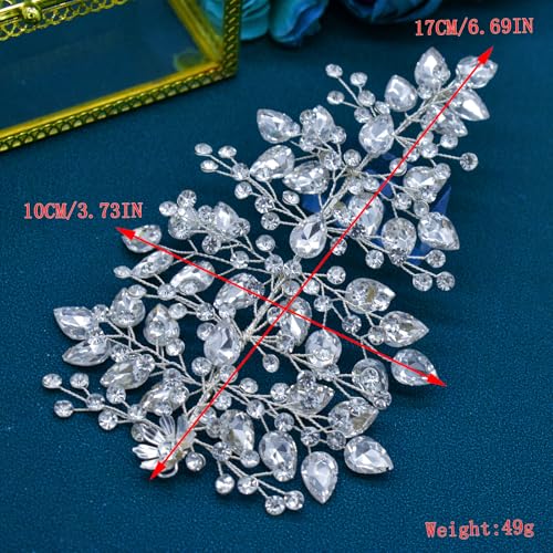 Wedding Hair Pieces for Brides, Rhinestone Bride Headpiece, Handmade Bridal Hair Accessories - color: Silver-O