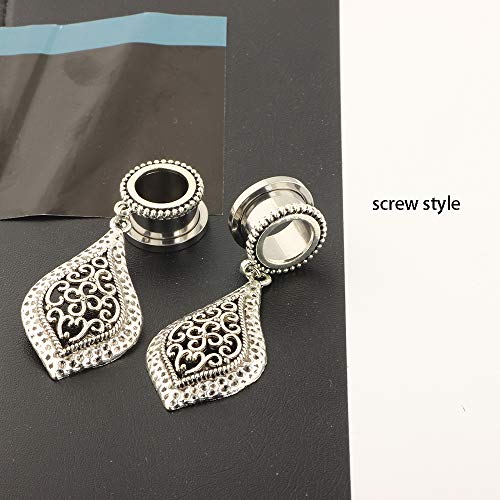 5 Pairs Surgical Steel Ear Tunnels Dangle Gauges For Women Rose Gold Hoop Double Flare Plugs Stretcher - style: 8mm=0g