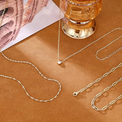 CHESKY Gold Layered Necklaces Set, 14K Gold Plated Paperclip Chain Stack | 3 Pcs Dainty Layering Necklaces, Gold CZ Pendant Necklace Trendy Jewelry Gift for Women Daily Wear - style: CZ-gold