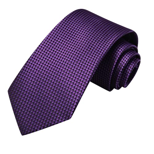 Dubulle Mens Paisley Striped Tie Woven Necktie for Men and Handkerchief Cufflinks Set Wedding Formal Business - color: Black Purple