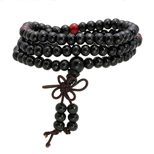 Eigso 6-8mm Wood Beads Bracelet Prayer Beads for Meditation Buddha Tibetan Bracelet for Men and Women - color: C:4 Pcs