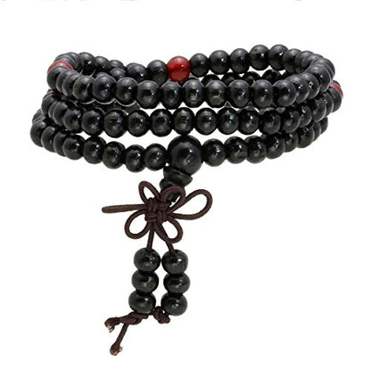 Eigso 6-8mm Wood Beads Bracelet Prayer Beads for Meditation Buddha Tibetan Bracelet for Men and Women - color: C:4 Pcs