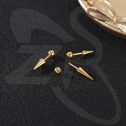 ZS 20G Spike Nose Rings Studs, 18G Stainless Steel Spike Stud Earrings, 16G Septum Lip Rings Cartilage Tragus Helix Piercing for Women Men - color: 12pcs 18g ear studs(gold+silver)