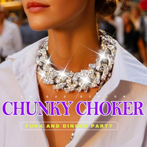 Chunky Choker Necklace Cuba Link Hip Hop Necklaces Punk Necklace Chain for Women - color: Silver