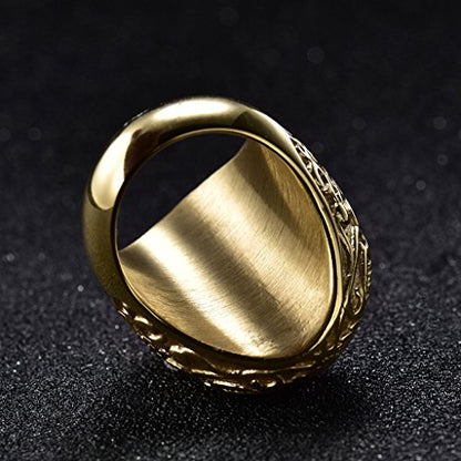 MASOP Big Crystal Cocktail Mens Rings Stainless Steel Jewelry Luxury Red Stone Fashion Party Ring