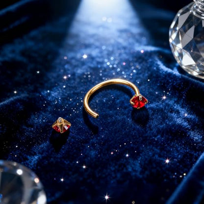 G23 Titanium 20G Horseshoe Nose Rings | Horse Shoe Nose Ring Hoops, Surgical Steel Half Cartilage Tragus Earring Hoop, Internally Threaded, Double Cubic Zirconia - style: 3PCS 10MM-Gold Ring