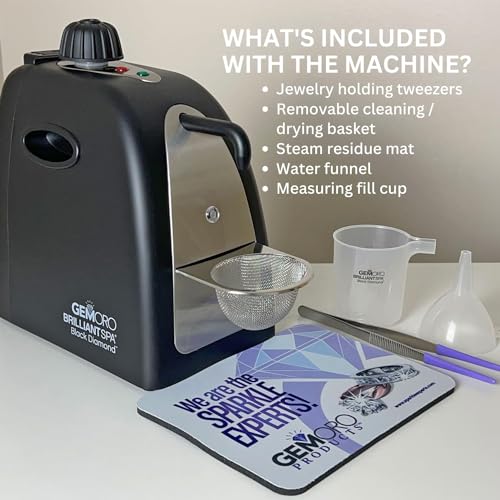 GemOro Jewelry Steam Cleaner | Black Diamond Brilliant Spa Personal Steam Cleaner | Professional Performance Machine for Rings Watches Glasses Earrings (Matte Black) - color: Matte Black