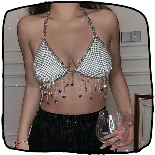 Body Chain Bra Fashion Shoulder Necklaces Bra Chain Body Jewelry - color: Silver Six