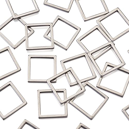 30Pcs Square Link Charms Hollow Frame Link Connector Charms Metal Hollow Pendants Open Bezel Pendant Stainless Steel Beading Hoop for Earrings Bracelet Necklace Jewelry Making - color: Matte Silver, Square