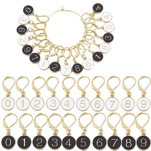 SUNNYCLUE 1 Box 20Pcs Number 1~9 Stitch Markers Charms Crochet Enamel Cute Removable Clip on Leverback Clasp Charm Locking Metal Knitting Markers for Weaving Sewing Knit Quilting DIY Zipper Pull - color: 20pcs Number 1~9 Stitch Markers With Upgraded Gift