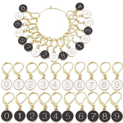 SUNNYCLUE 1 Box 20Pcs Number 1~9 Stitch Markers Charms Crochet Enamel Cute Removable Clip on Leverback Clasp Charm Locking Metal Knitting Markers for Weaving Sewing Knit Quilting DIY Zipper Pull - color: 20pcs Number 1~9 Stitch Markers With Upgraded Gift