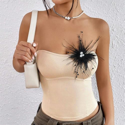 Elegant Feather Flower Pearl Cz Large Brooch Pin for Women Men Rhinestone Crystal Floral Lapel Pins Wedding Party Banquet Dress Suit Clothes Accessories Fashion Jewelry 180mm - color: Black