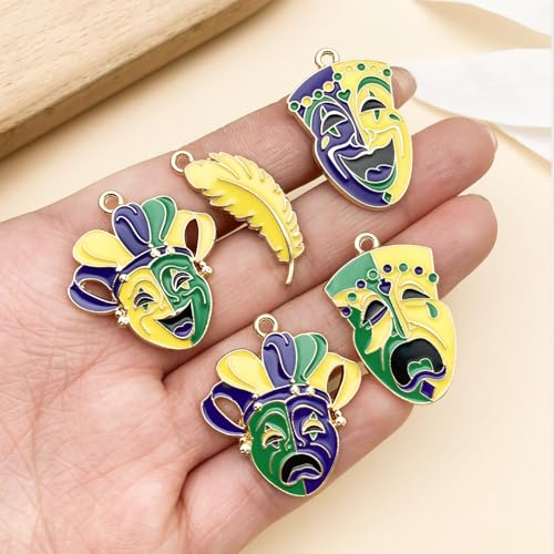 Youdiyla 21pcs Alloy enamel Martini Grasse Carnival Mardi Gras set Pendant Jewelry Making DIY Keychain Earrings Pendant Various Design Charms for Jewelry Making Bracelets Necklace (SN1095) - color: SN1095