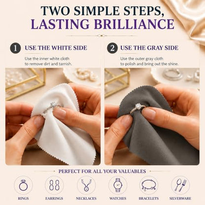 Bonison 6 Pack Large Silver Polishing Cloth – 10"x12" Jewelry Cleaning Cloth & Multi-Layer Jewelry Polishing Cloth for Silver, Gold, Diamond, Platinum, Coins, Watches, Gemstones (Purple & Deep Gray) - color: Set of 6 Cloths (Deepgray & Purple)