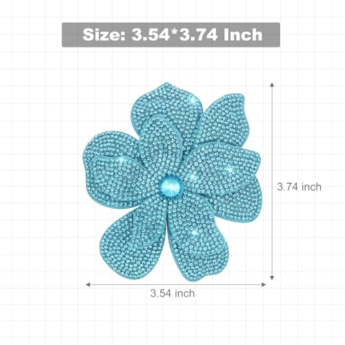 3.74 Inches Rhinestone Camellia Flower Brooch Pins & Hair Clips for Women Elegant Created Crystal Lapel Pin Brooches Wedding Party - color: Blue