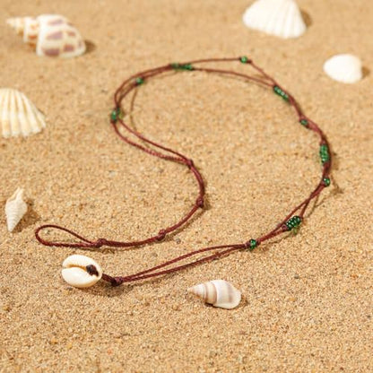 Dainty Boho Beaded Choker Necklace Beach Layered Colorful Bead Necklace Jewelry Gifts for Women - color: Green
