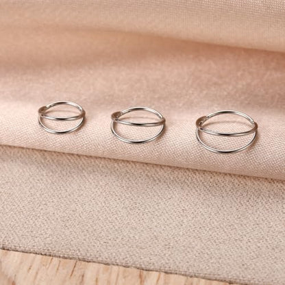 Double Nose Ring Hoop Conch Piercing Jewelry Helix Cartilage Earring | 316L Surgical Steel Clicker Ring,Septum Jewelry,Hinged Nose Ring,Used in Conch,Helix,Cartilage,Daith,Rook,Tragus Piercings
