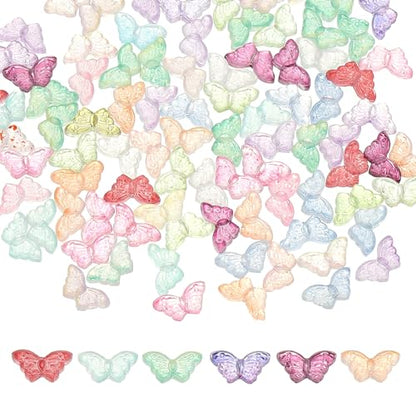 PATIKIL Butterfly Beads, 100Pcs Crystal Butterfly Beads Translucent Czech Glass Beads Spacer Bead for DIY Jewelry Making Bracelets Necklace - color: Red/Blue/Green/Purple/Wine/Orange