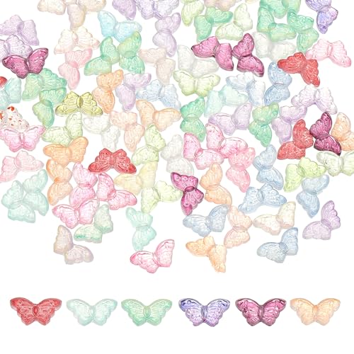 PATIKIL Butterfly Beads, 100Pcs Crystal Butterfly Beads Translucent Czech Glass Beads Spacer Bead for DIY Jewelry Making Bracelets Necklace - color: Red/Blue/Green/Purple/Wine/Orange