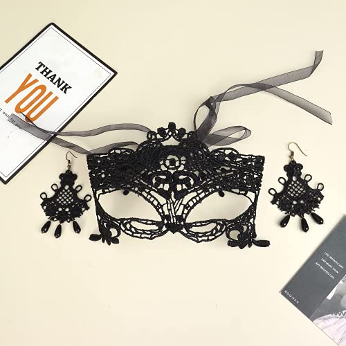 YANCHUN Halloween Gothic Jewelry Set Vampire Accessories Black Choker Necklace Bracelet Earrings Set Witch Cosplay Halloween Costume Accessories - color: Black