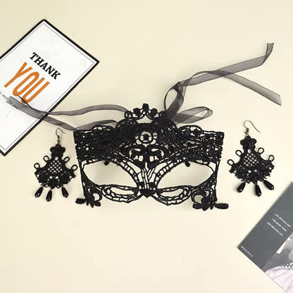 YANCHUN Halloween Gothic Jewelry Set Vampire Accessories Black Choker Necklace Bracelet Earrings Set Witch Cosplay Halloween Costume Accessories - color: Black