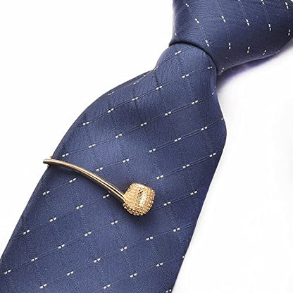 Yoursfs Personalized Stationery Series Tie Clips For Men Novelty Ruler/Pen Tie Clips Unique 18K Gold Plated/Silver Stainless Steel Tie Clip Jewelry For Father Husband Suitable For Daily - style: Gold Tobacco Pipe Tie Clips