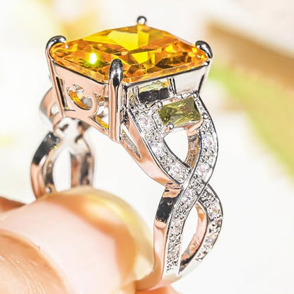 Geometric Bright Cubic Zirconia Party Statement Ring for Women | Cocktail Party, Formal Dinner, Banquet, Gala, Ceremony, Date Night, Holiday Gathering, Luxury Dinner - color: Silver Color