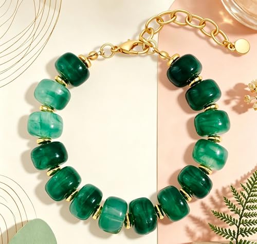Beaded Bracelets Multicolor Acrylic Resin Beads Bracelet for Women - color: Green