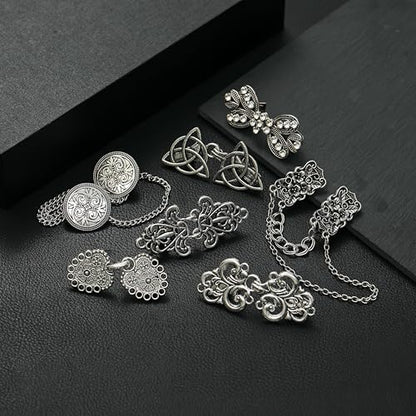 Vintage Sweater Cardigan Shawl Chain Clips Swirl Cape Cloak Collar Clasp Pin Retro Shirt Dress Lapel Brooch Pins Rose Flower Leaf Pearl Heart Rhinestone Renaissance Brooch Clip For Women Men - style: Retro