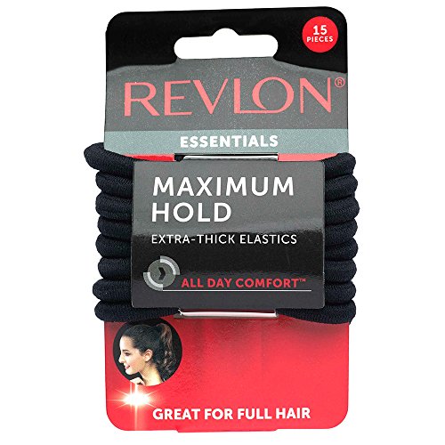 REVLON Extra Thick Black Hair Elastics, 15 Count - color: Black, size: 15 Count (Pack of 1)