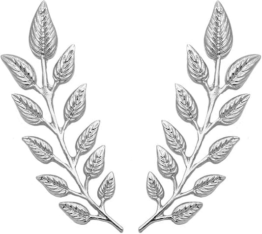 5 Pairs Retro Hollow Pattern Shirt Collar Brooches For Women And Men Gold Plated Triangle & Simple Elegant Double Leaf Collar Pin Brooches Gold Silver Plant Brooch Jewelry - style: Silver leaf