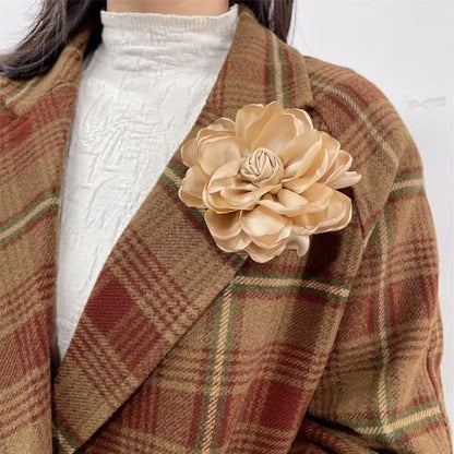 Dainty Fabric Rose Flower Large Brooch Lapel Pins Flower Brooches Pin Classic for Wedding Party Dance Banquet for Women Dress Suit Clothes Accessories Jewelry 100mm - color: Khaki