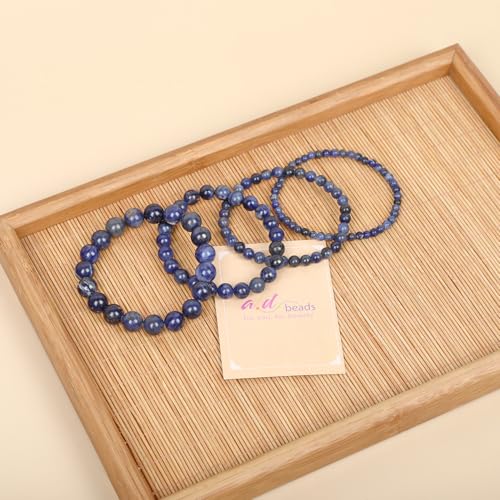 AD Beads Handmade Gemstone Stretch Elastic Bracelet Crystal Healing Reiki Nature's Beauty and Spiritual Essence Unisex (8mm, Blue Sodalite) - color: Blue Sodalite, size: 8mm