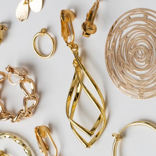 Gold Tone Non Pierced Clip On Dangling Earrings - style: Gold-tone Teardrop Dangle