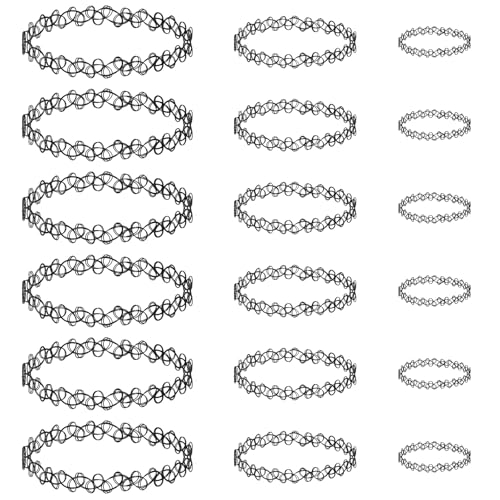 9 Pcs Tattoo Choker Necklace Bracelet Ring Set Tattoo Stretch Collection Gothic Choker Necklaces Y2K Fashion Vintage Elastic Neck Lace Stretchy Tattoos Effect Accessories for Women