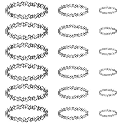 9 Pcs Tattoo Choker Necklace Bracelet Ring Set Tattoo Stretch Collection Gothic Choker Necklaces Y2K Fashion Vintage Elastic Neck Lace Stretchy Tattoos Effect Accessories for Women
